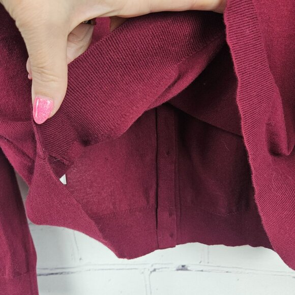 J Crew Button Up Cardigan Sweater Burgundy Red Womens XL Long Sleeve Re-imagined - Picture 14 of 14